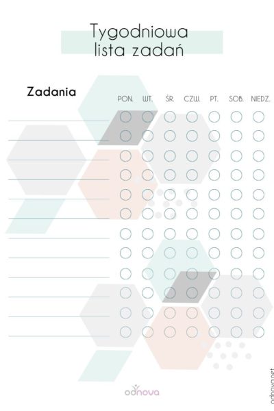 Tygodniowa lista zadań